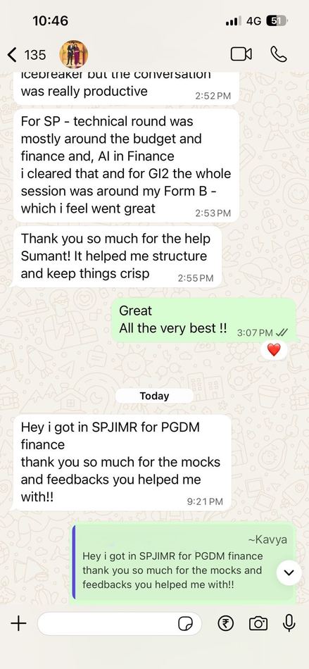Kavya, SPJIMR convert WhatsApp screenshot