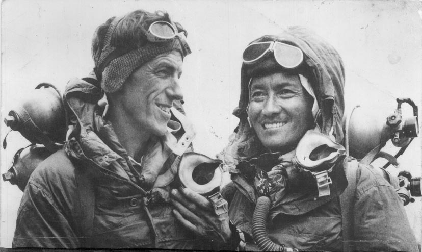 The first to climb Mount Everest is  Edmund Hillary and Sherpa Tenzing